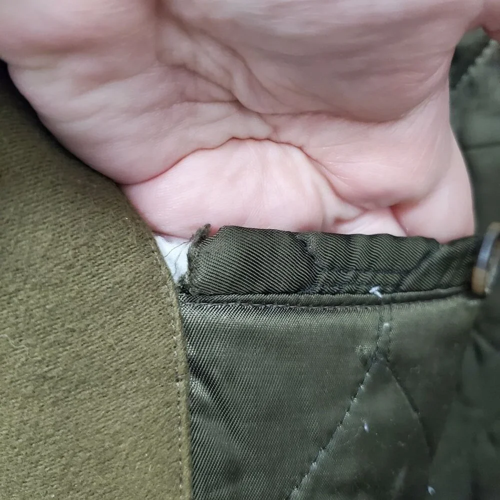 Giorgio Armani Men's Vintage Olive Wool Belted Military Trench Coat Size 42‎ - Picture 12 of 15